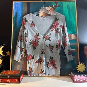 Ricki's Gray Floral Blouse XS